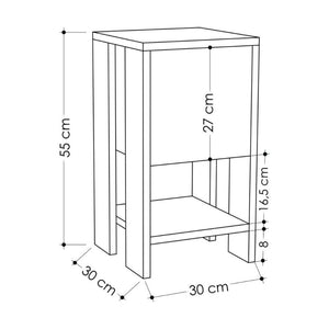 COMODINO EMA 30X30XH50CM ANTRACITE ANTA RIBALTA.