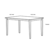 TAVOLO DORI 140X80XH73,8CM ROVERE.
