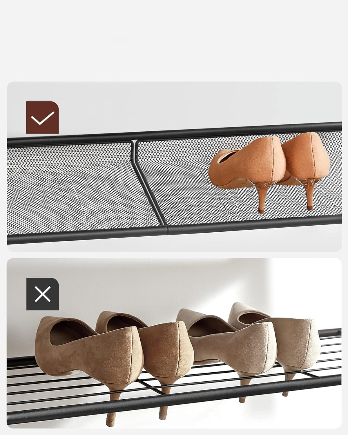 Scarpiera rustica VALORA marrone con 4 ripiani, stile industriale LBS038B01