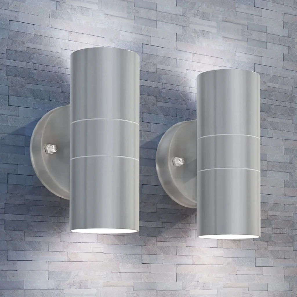 Applique LED Parete 2pz Acciaio Inox Proiezione Alto/Basso 42415