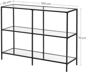 Valora ALLA CONSOLLE Consolle in vetro con struttura in acciaio nero