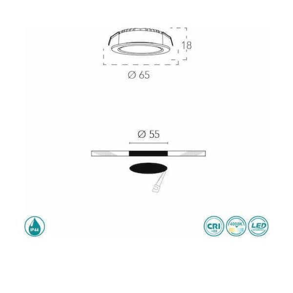 FARETTO INCASSO A LED 3,5W SILVER NEMO FAN