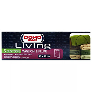 CUSTODIE PER MAGLIONI E FELPE 5 PEZZI 43X50 CM DOMOPAK LIVING