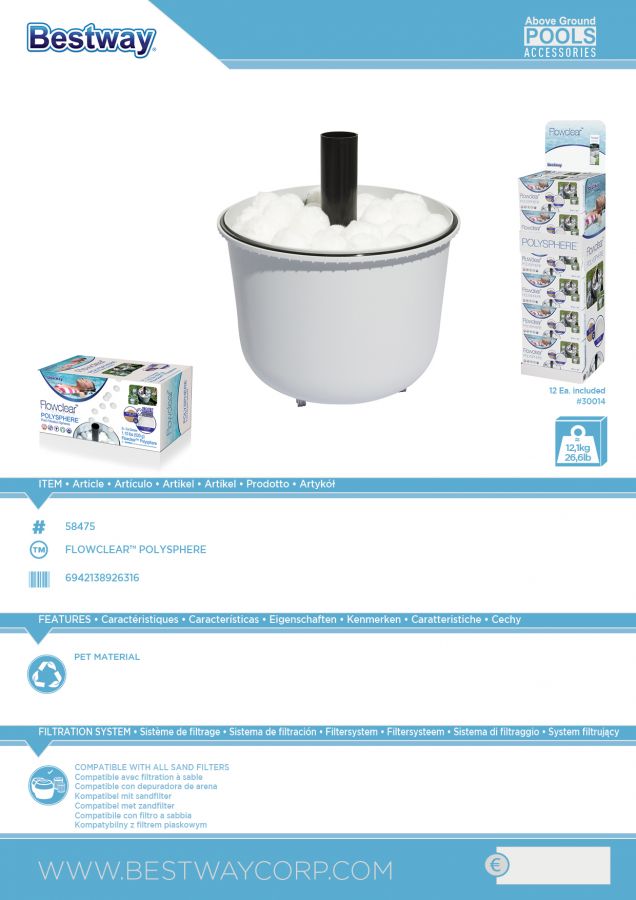 SFERE PER FILTRAZIONE FLOWCLEAR POLYSPHERE 500GR