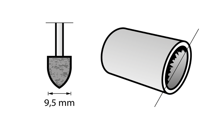 Moletta 952 DREMEL abrasiva all'ossido di alluminio 9,5 mm - 26150952JA