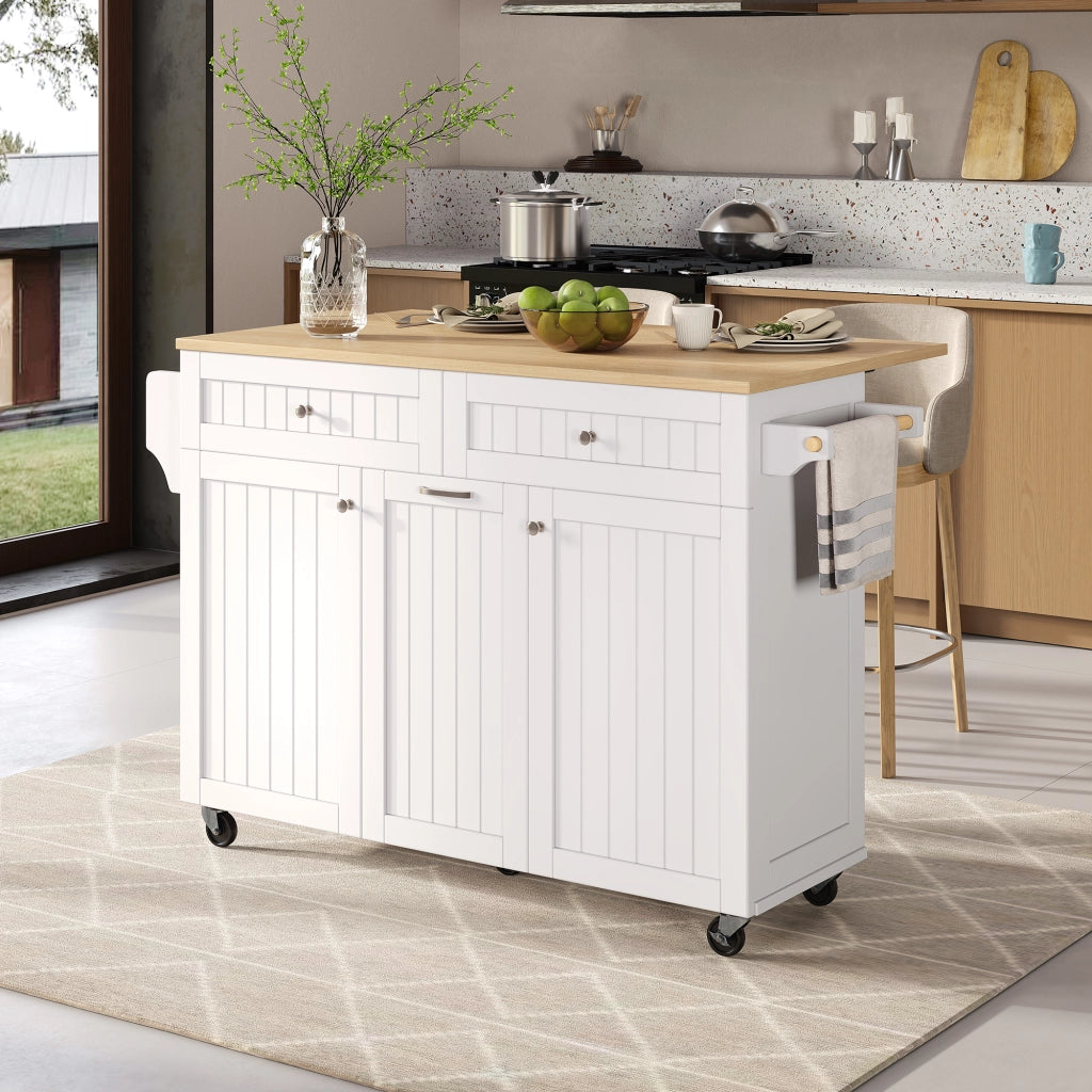 Carrello da Cucina con 2 Cassetti; Ripiani Regolabili; Portasciugamani e Piano Ribaltabile per Cucina; in MDF; 140x40-70x92 cm