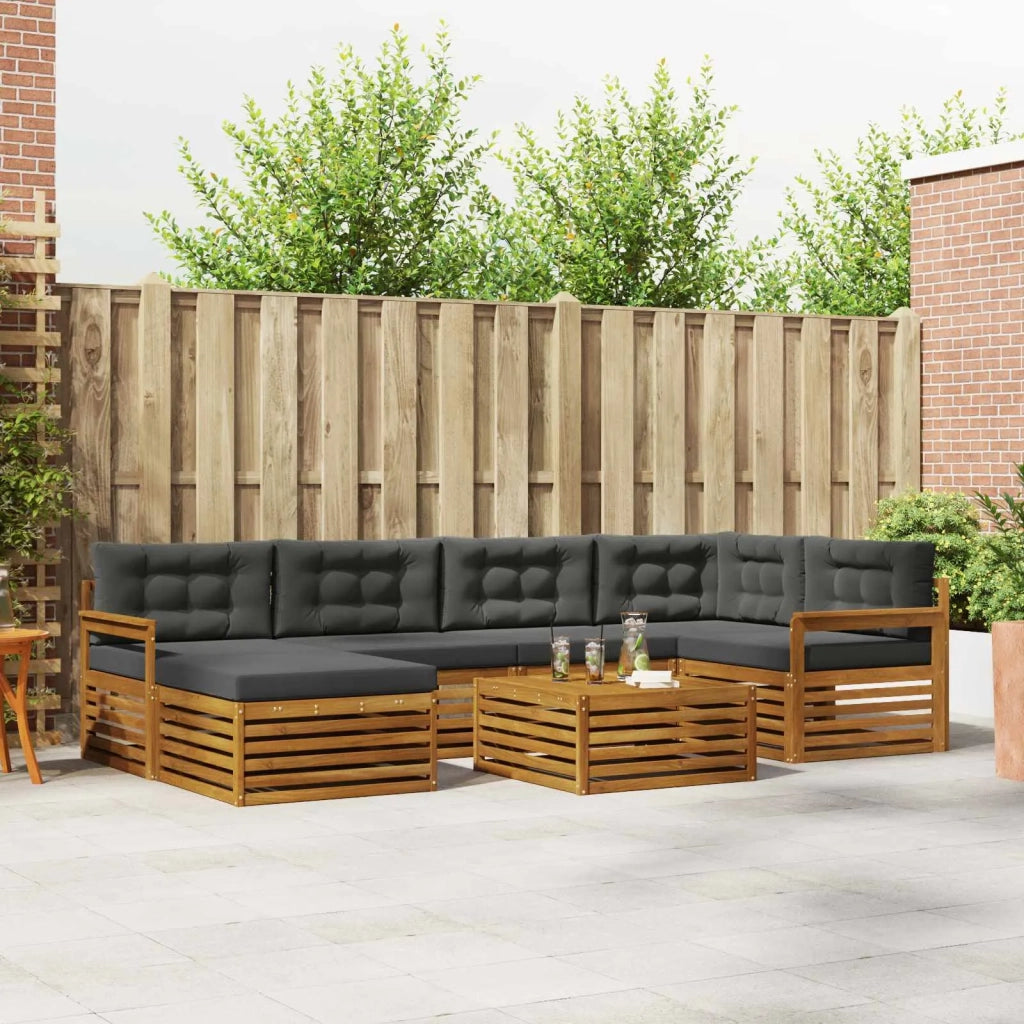 Set di divani da esterno con cuscino 7 pcs Naturale e Antracite