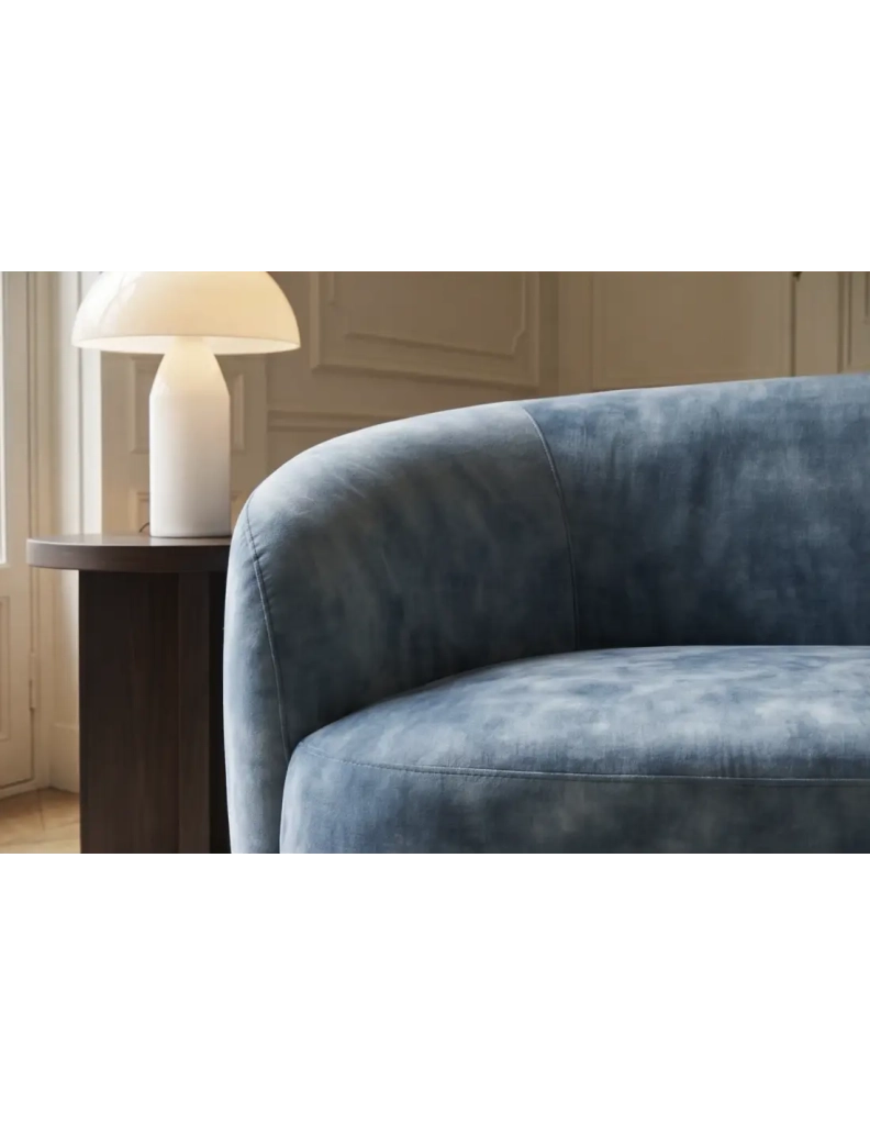Divano NYJY con pouf contenitore in velluto - Blu - 178 x 67 x 120 cm