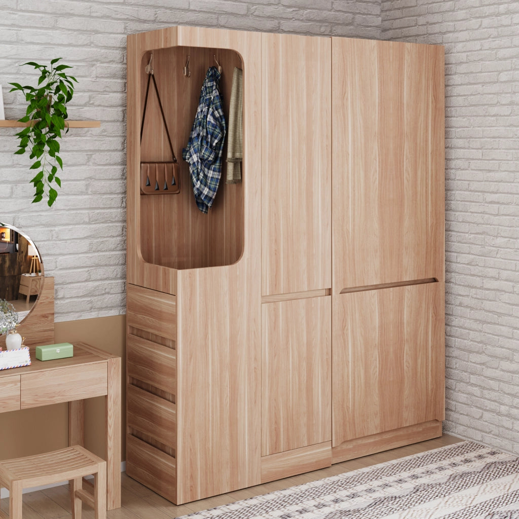 Armadio grande con cassetti e ripiani ¨C Minimal ¨C colore legno 140x40x170 cm