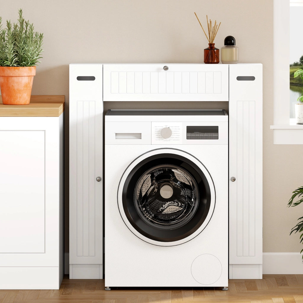 Mobile WC con 2 ante, cassetto, porta rotoli e ripiani regolabili ¨C zephmum ¨C bianco