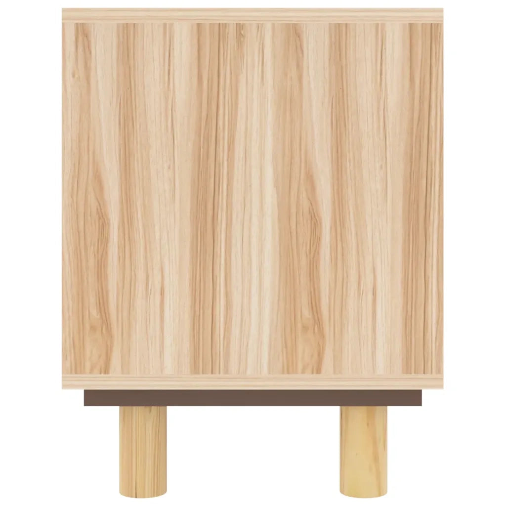 Mobile TV Marrone 105x30x40 cm Massello Pino e Rattan Naturale 345617