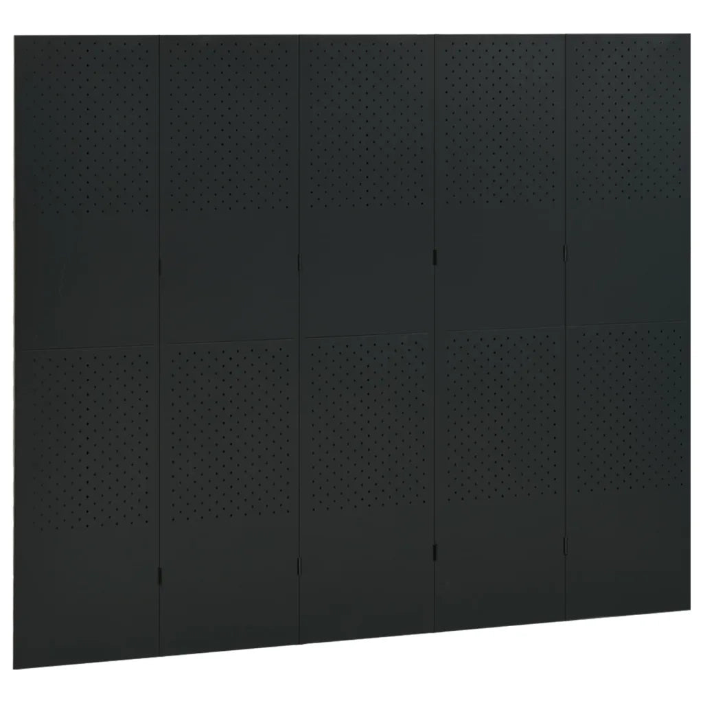 Paravento a 5 Pannelli 2 pz Nero 200x180 cm in Acciaio 3095196
