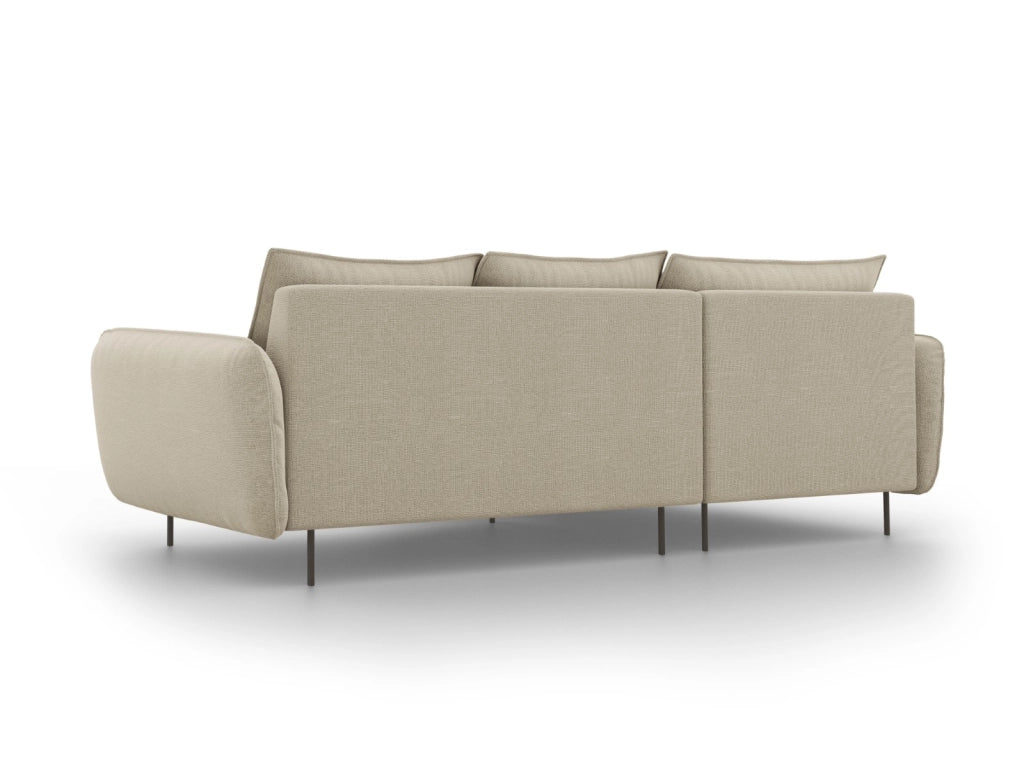 Cosmopolitan Design - Divano angolare sinistro "Vienna" 5 posti in tessuto strutturato beige 