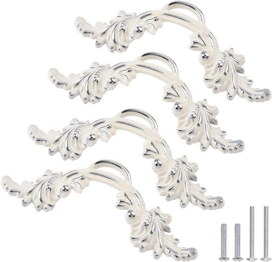 Maniglie premium 4 in stile europeo - Crème ivoor bianco e argento - Cassetto 25 pollici - Decorazione elegante per mobili