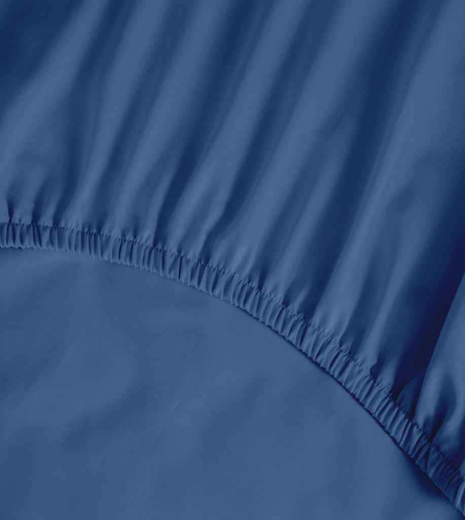 Lenzuolo Sotto No Stiro Con Angoli Elasticizzati Tinta Unita Effetto Raso Fino 27 Cm Lenzuola Microfibra Anallrgica Letto Coprimaterasso  Blu - Matrimoniale
