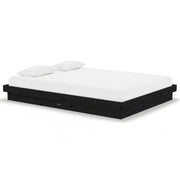 Letto matrimoniale | Letto per adulti | Giroletto Nero in Legno Massello 135x190 cm Double