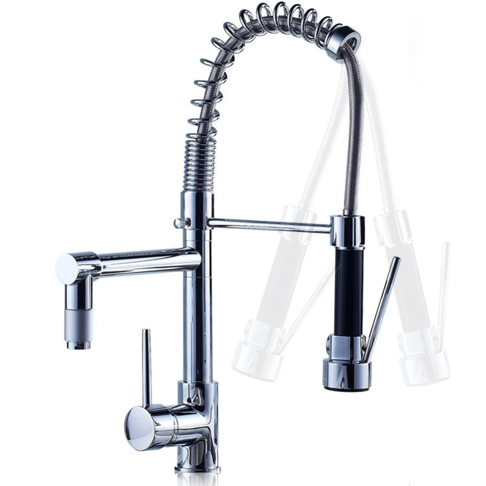 Trade Shop - Rubinetto Lavabo Cucina Canna Alta Doppio Miscelatore Monocomando Estraibile -