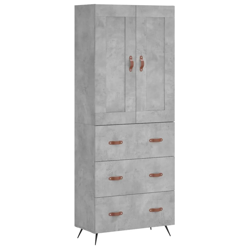 Credenza-Buffet-Armadio da cucina Grigio Cemento 69,5x34x180 cm in Legno Multistrato 823296