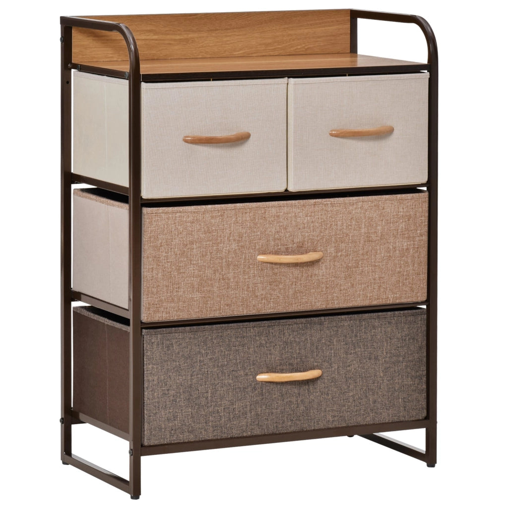 Comodino con 4 Cassetti ¨C Zephmum ¨C Legno e Metallo 58x29x78,5 cm