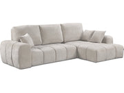 Divano letto angolare destro in tessuto ciniglia "Verneuil" - 3 posti - Beige