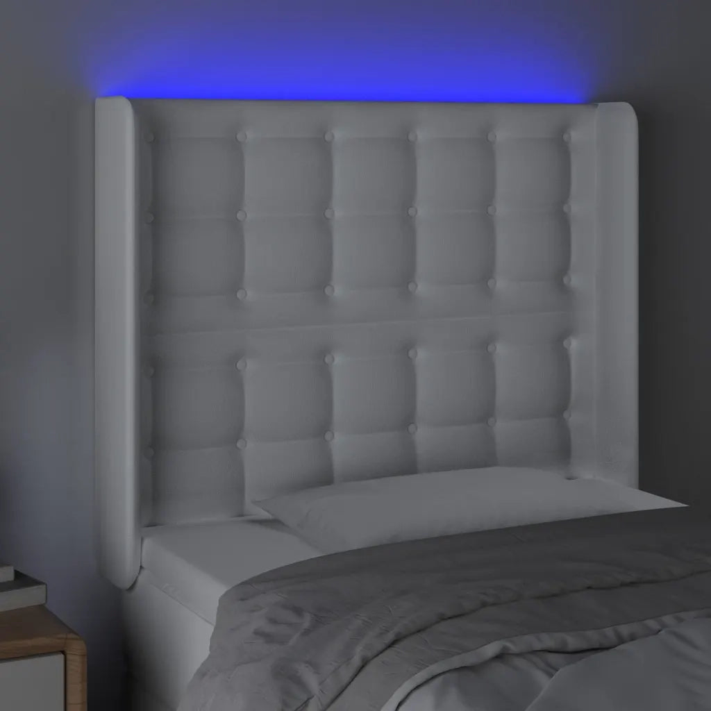 Testiera a LED Bianco 103x16x118/128 cm in Similpelle