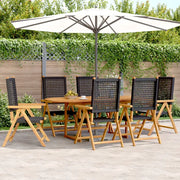 Set Pranzo Giardino 7 pz Nero in Polyrattan e Legno Massello 3281718