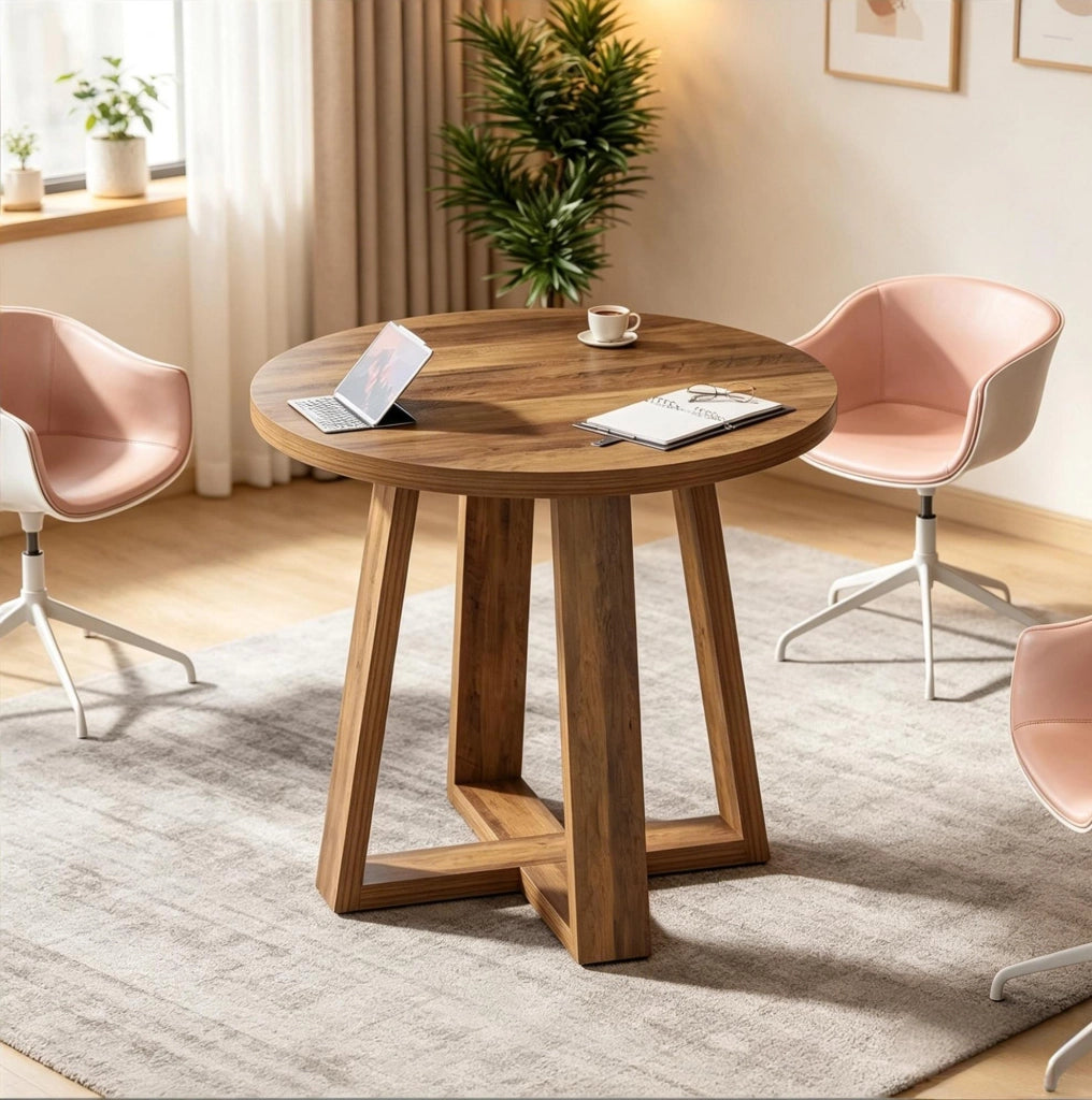 Tavolo rotondo da riunione ? 80 cm in MDF marrone