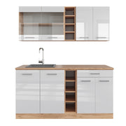 Vicco Cucina completa Bianco lucido/oro power oak 160 cm senza piano di lavoro