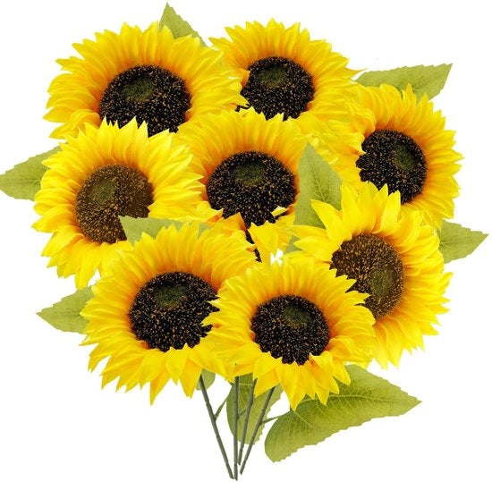 Fiori di girasole in seta, 8 pezzi, fiori di seta, girasoli, 30 cm, fiori di seta, girasolo, decorazione per bouquet di fiori, bouquet di nozze, decorazione per tavola, casa, giardino, decorazione per feste