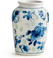 Vaso ceramico, porcellana bianca e blu, grande vaso blu per la casa, decorazione rurale rustica per la casa, vaso da tavolo per fiori, decorazione di pampas.