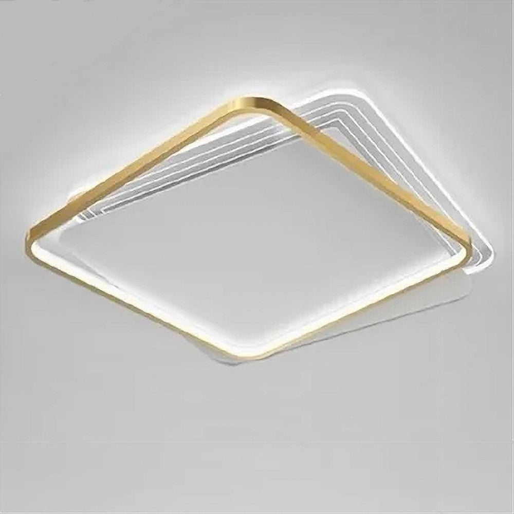 Trade Shop - Plafoniera Led 35w Quadrata Oro Lampadario Da Soffitto Moderno Luce Fredda 70746 -