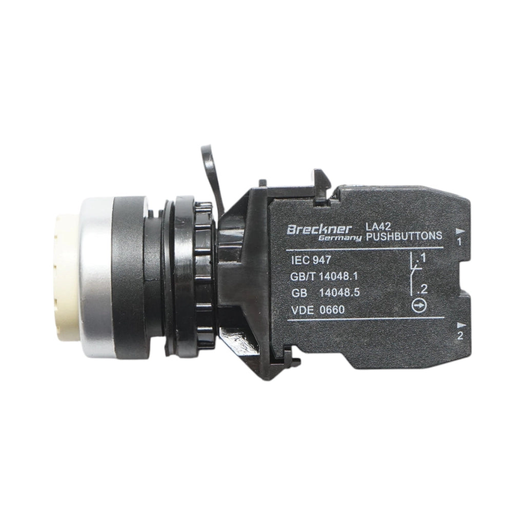 Pulsante convesso con ritorno 1NO+1NC bianco, 10A/600V AC, 1A/250V DC LA42 Breckner Germany