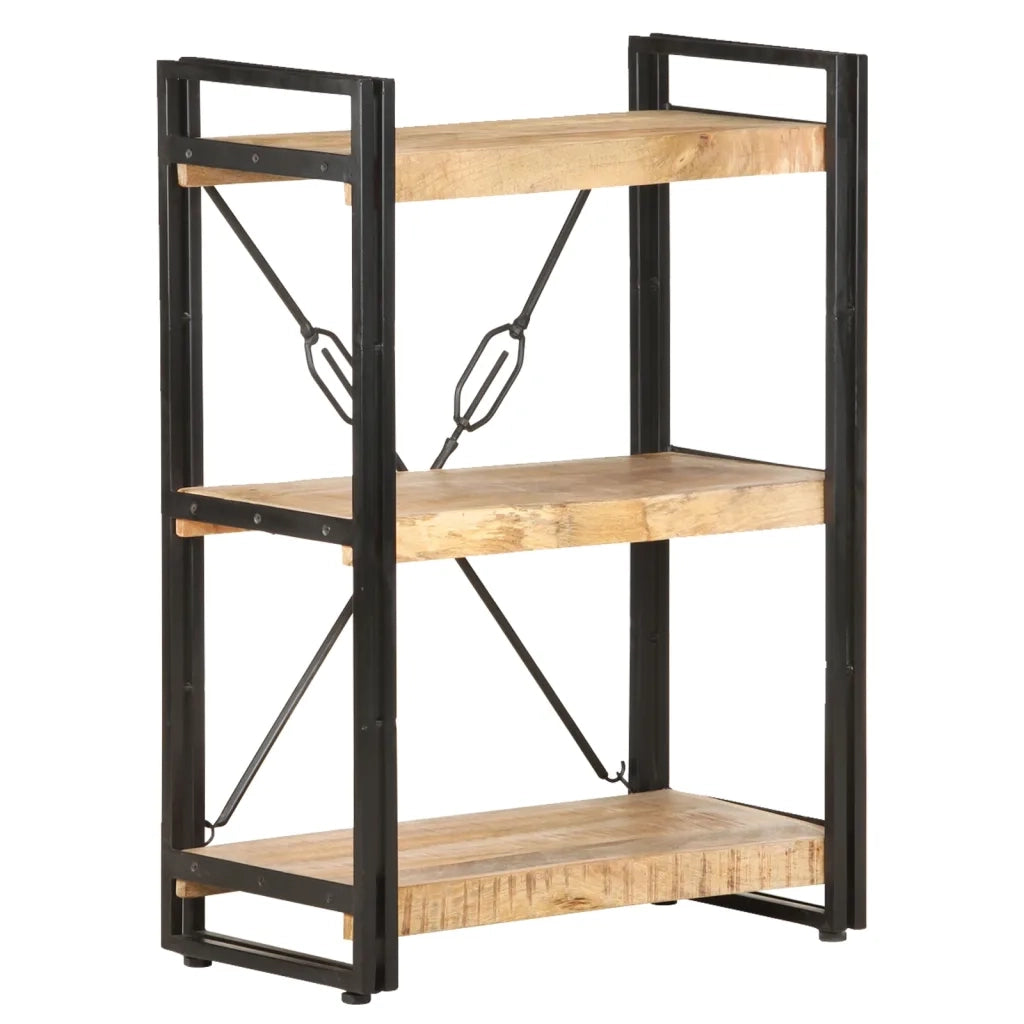 Libreria a 3 Ripiani-Scaffale per Libri-Mobile di Stoccaggio 60x30x80 cm in Legno Massello di Mango