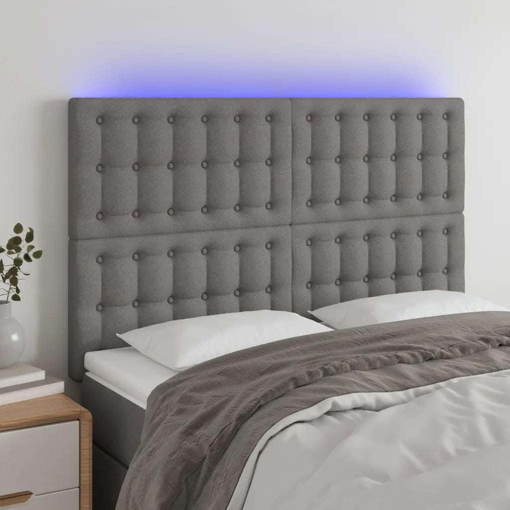 Testiera | Testata a LED GrigioScuro 144x5x118/128cm inTessuto