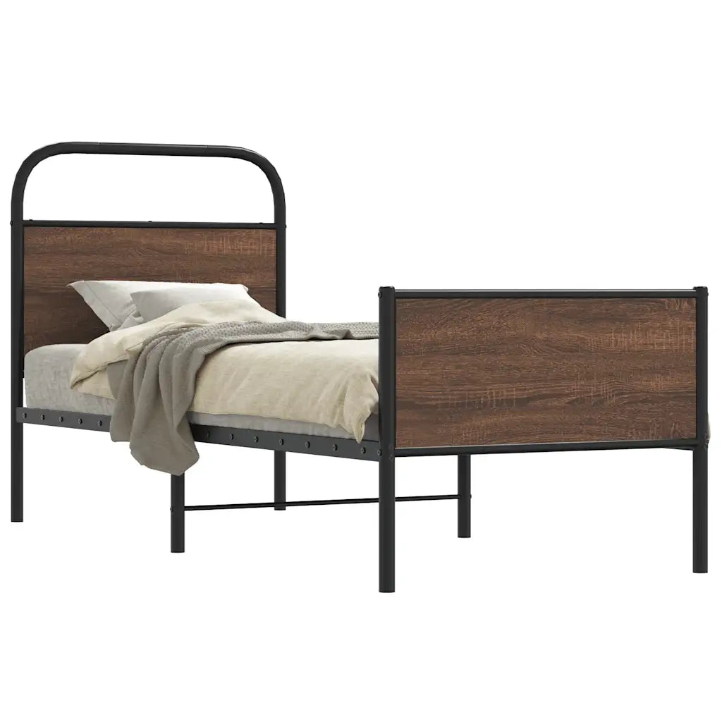 Letto singolo | Letto per adulti | Giroletto senza Materasso Rovere Marrone 80x200cm in Truciolato