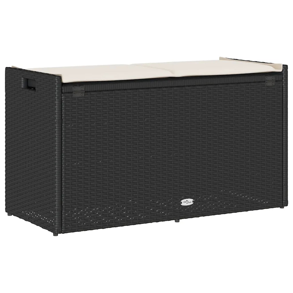 Cassapanca da Esterno con Cuscino Nera 100 cm in Polyrattan 4104060