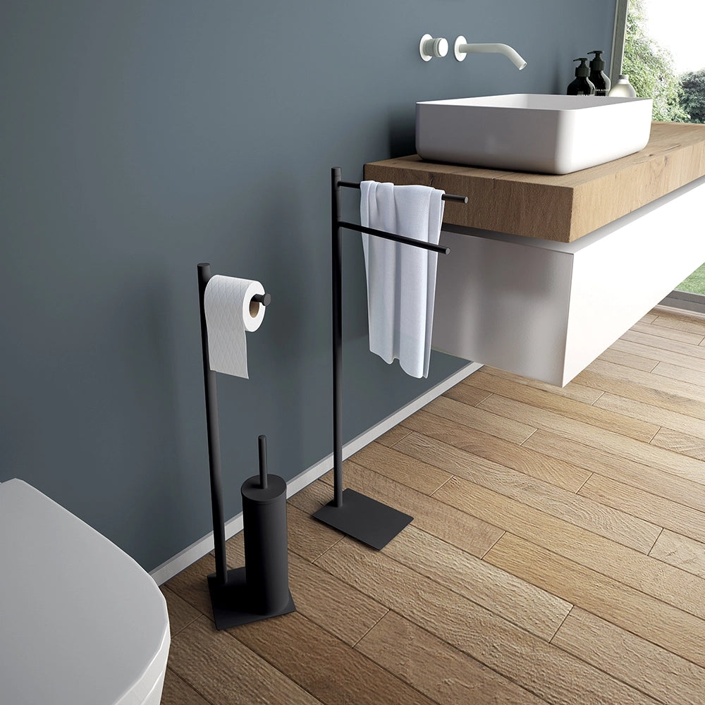 Piantana portasalviette Gedy in acciaio e base nera | Trilly
