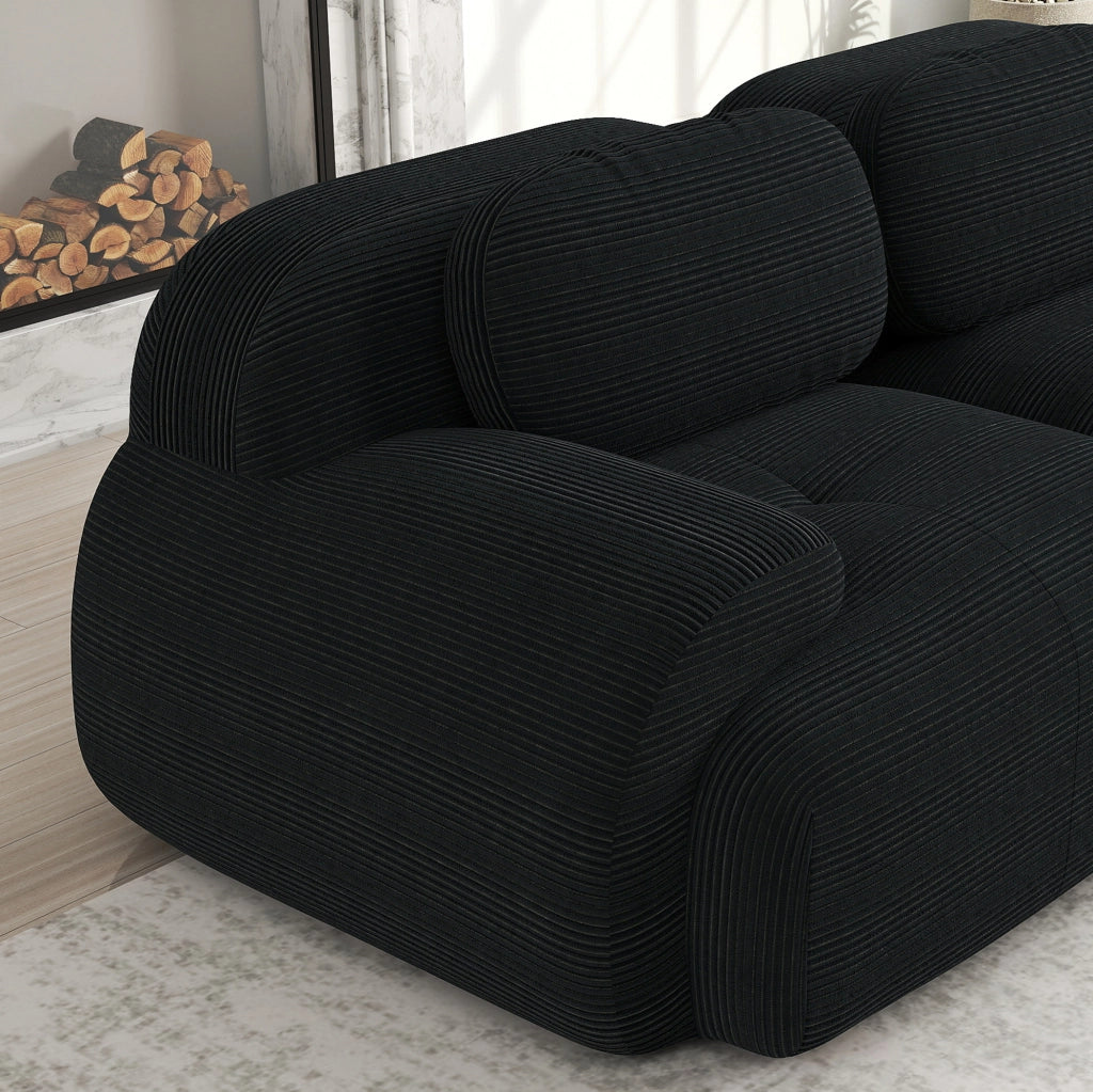Divano angolare modulare 388x103x70 cm senza telaio in tessuto a coste nero