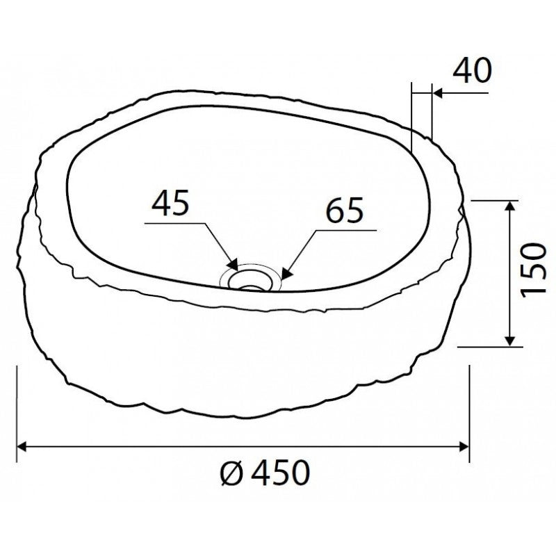 Lavabo rotondo da appoggio ONYx Ø40-45 x15 cm in pietra marrone