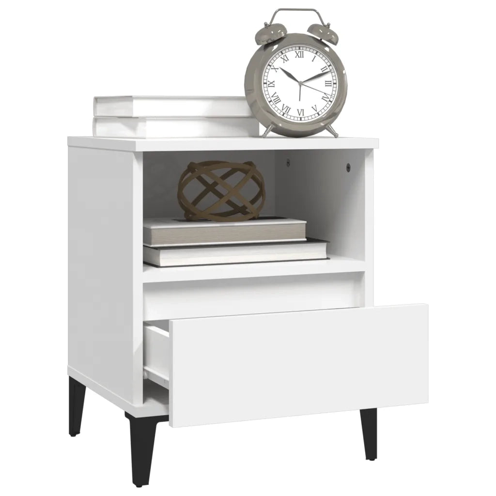 Comodini 2 pz-Set di 2 Tavolino da notte in Bianco 40x35x50 cm