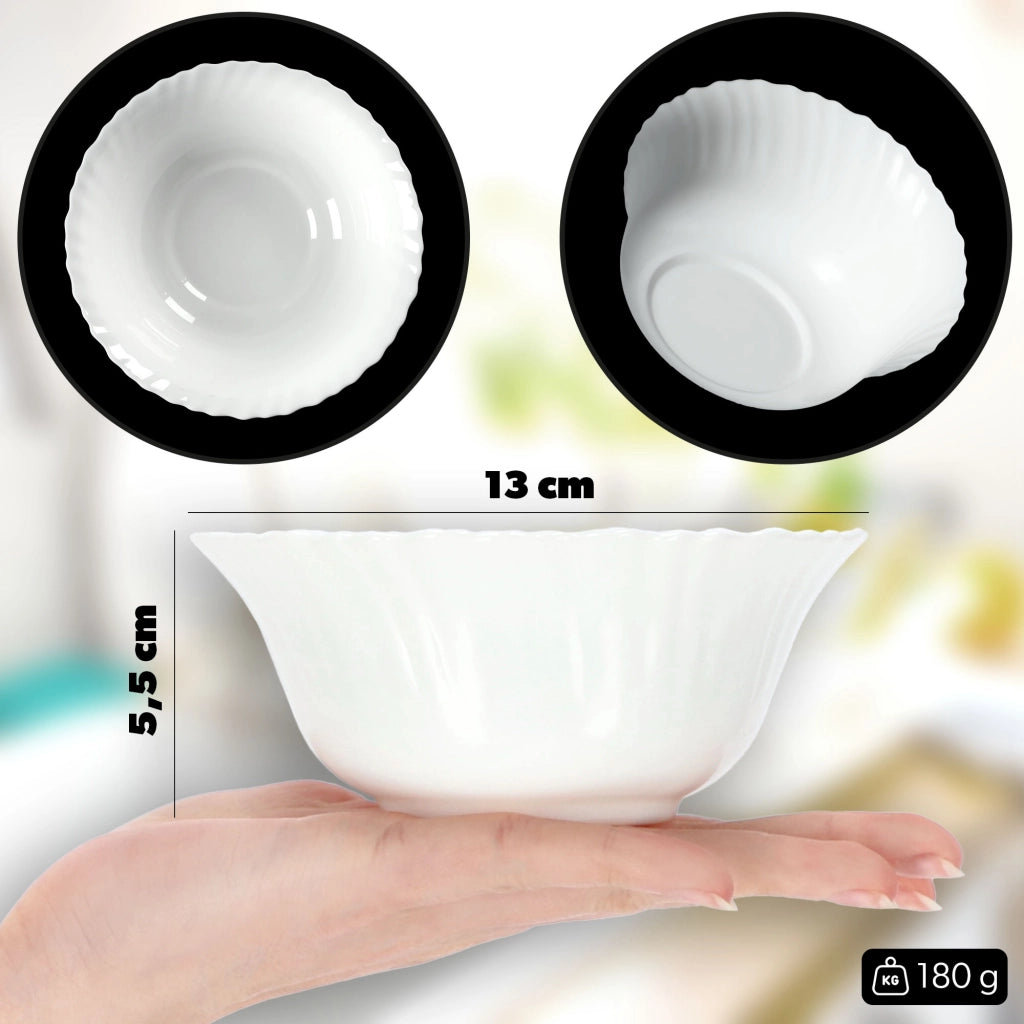 KADAX 6x Ciotola in vetro per insalata Ciotola per snack bianca 13 cm