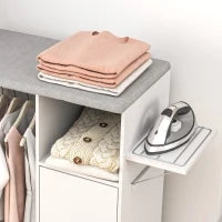 Mobile Asse da Stiro con Piano d'Appoggio, 3 Ripiani a Cubo e Guida, 127x42.5x99cm, Bianco