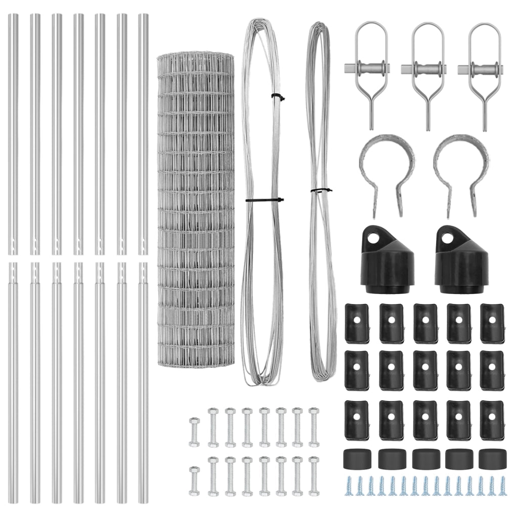Recinzione Euro con 7 Post 1.4x10 m Acciaio Zincato