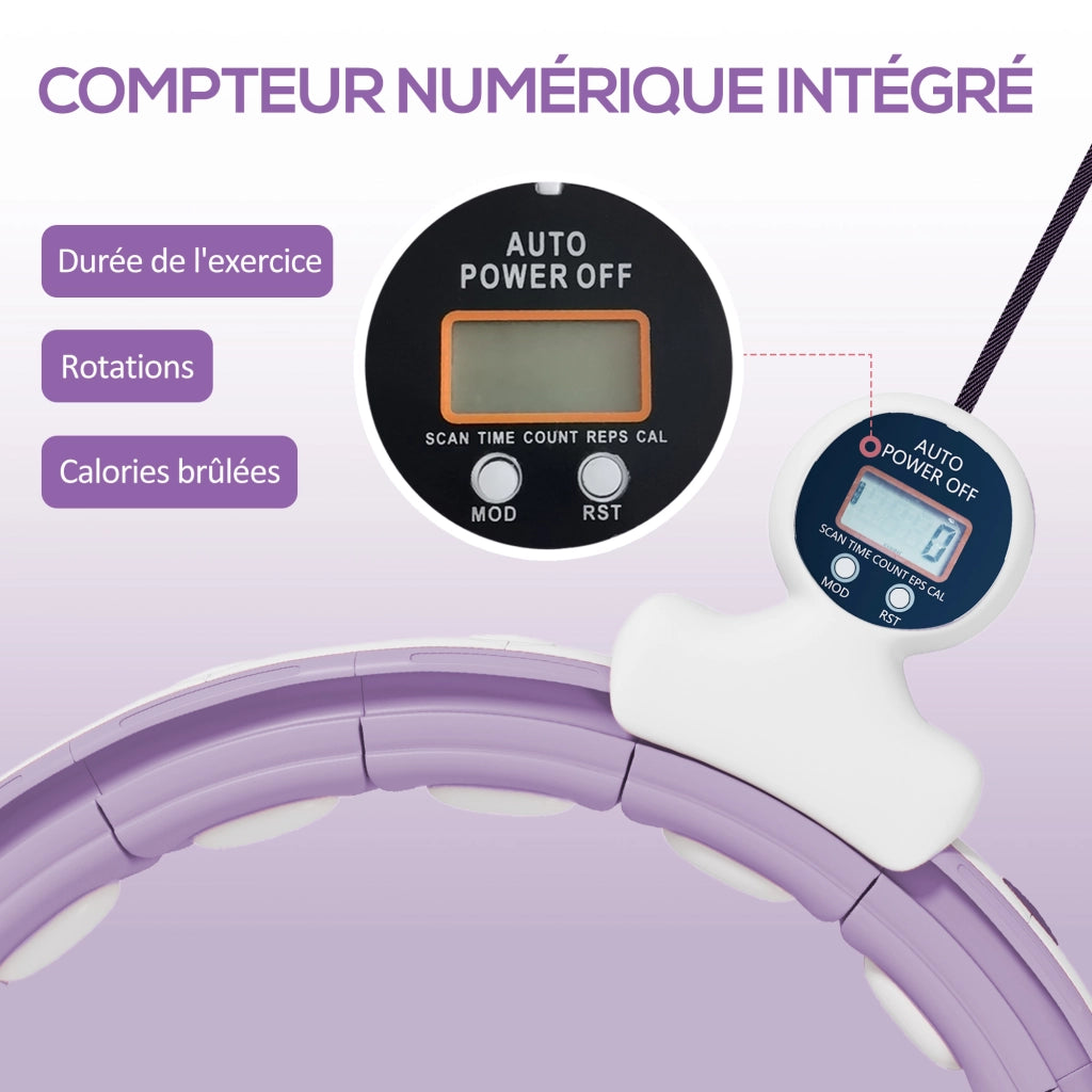 Cerceau Hula Hoop con Rulli Massaggianti Regolabile 76-113 cm ¨C zephmum ¨C Viola 139x4.5 cm