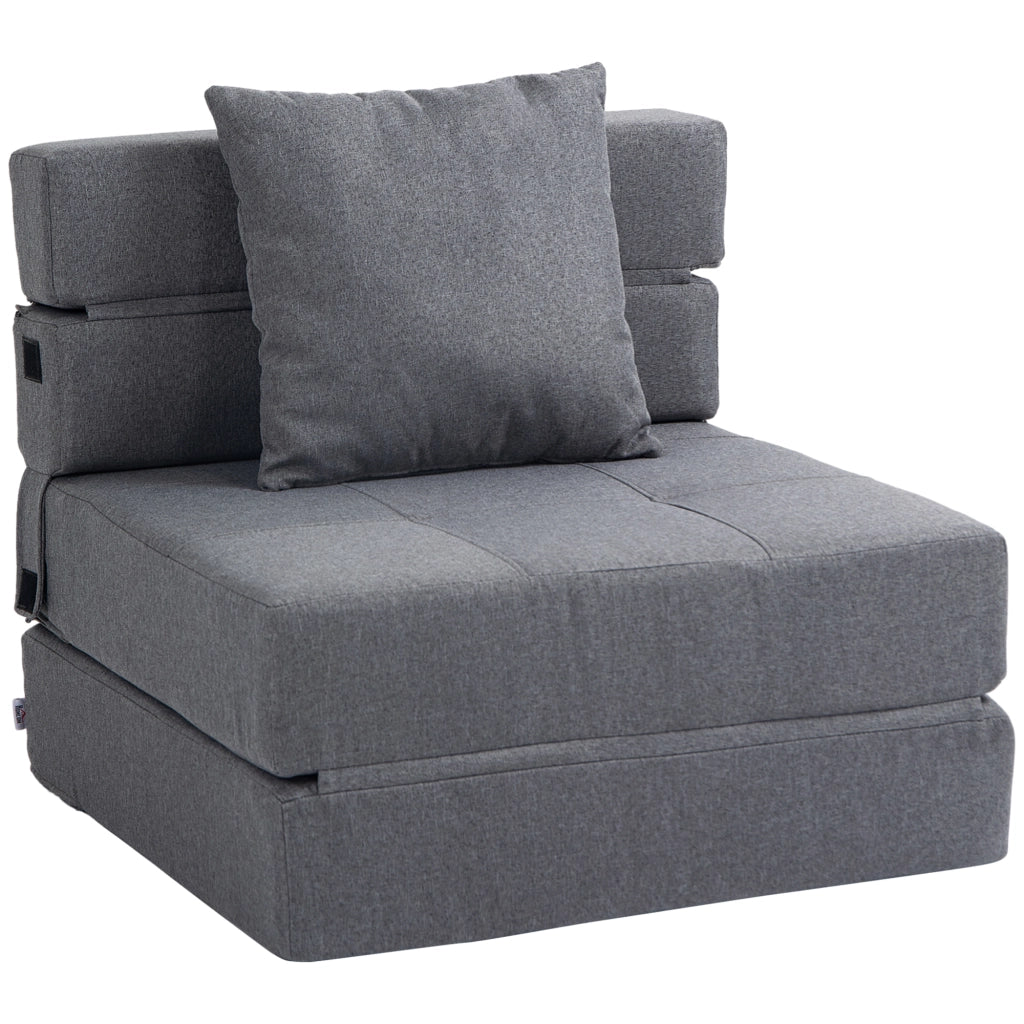 Poltrona letto 2 in 1 pieghevole, trasformabile in divano e letto, grigio scuro