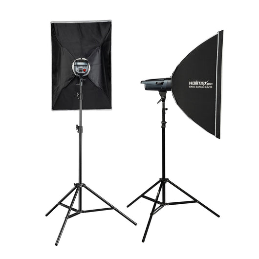 Emerger 400 Set 2 flash fotografici con potenza di 400 Ws, con radio a 2,4 GHz, softbox 60 x 90 cm e treppiedi per luci, inclusa borsa di trasporto