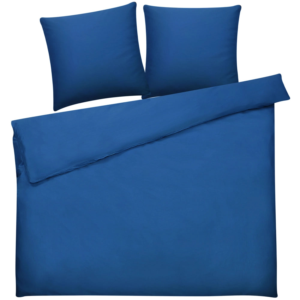 Set di biancheria da letto 220 x 240 cm in cotone a tinta unita blu