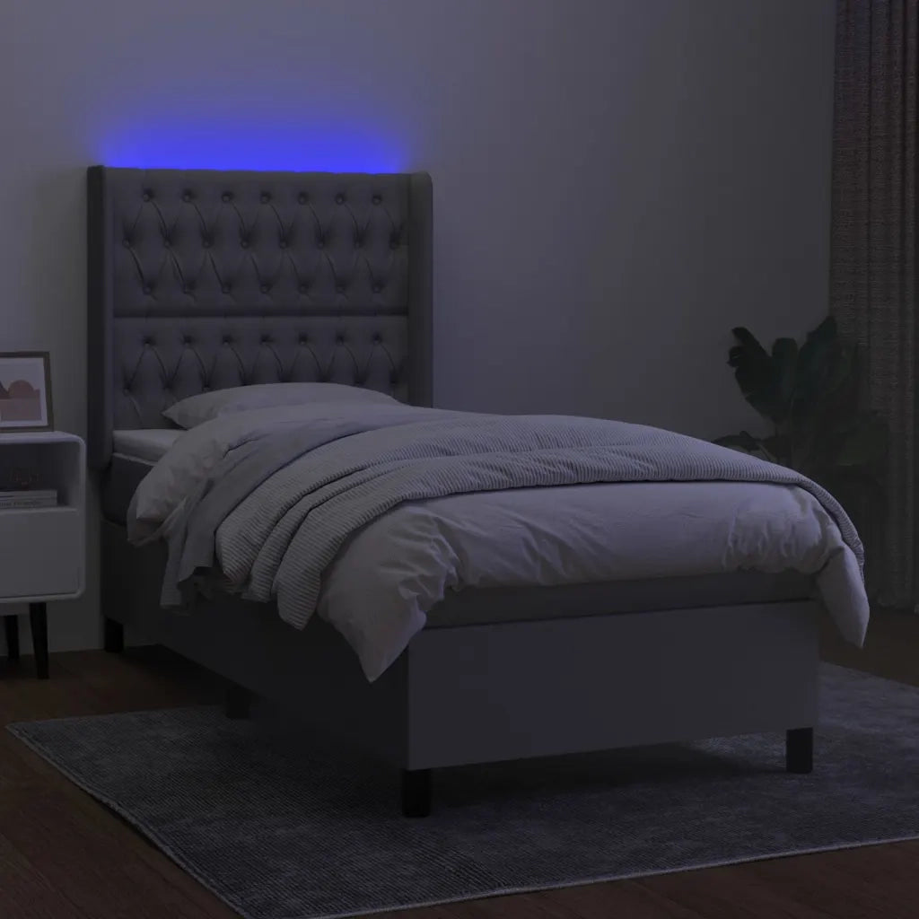 Letto a Molle Materasso e LED Grigio Chiaro 80x200 cm Tessuto cod mxl 35471