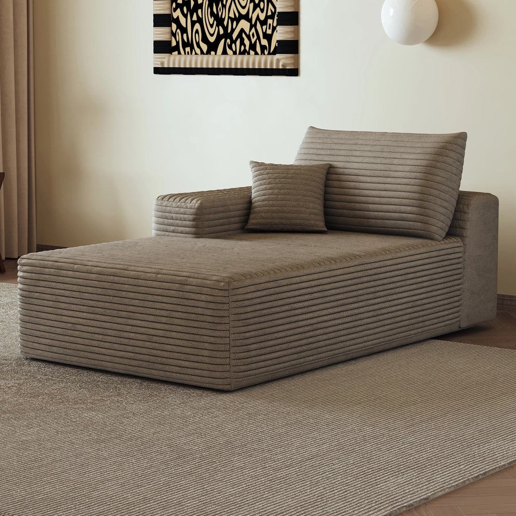 DIVANO LETTO Angolare reversibile in tessuto a coste Camel