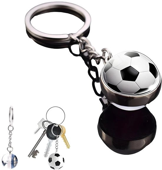 Sleutelhanger per pallone da calcio con illuminazione - Ideale regalo per gli appassionati di calcio - Design unico - Argento - Utilizzo multifunzionale